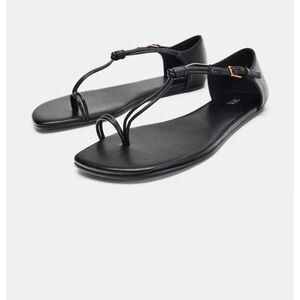 Zara Women's Black Strappy Toe-Ring Sandals